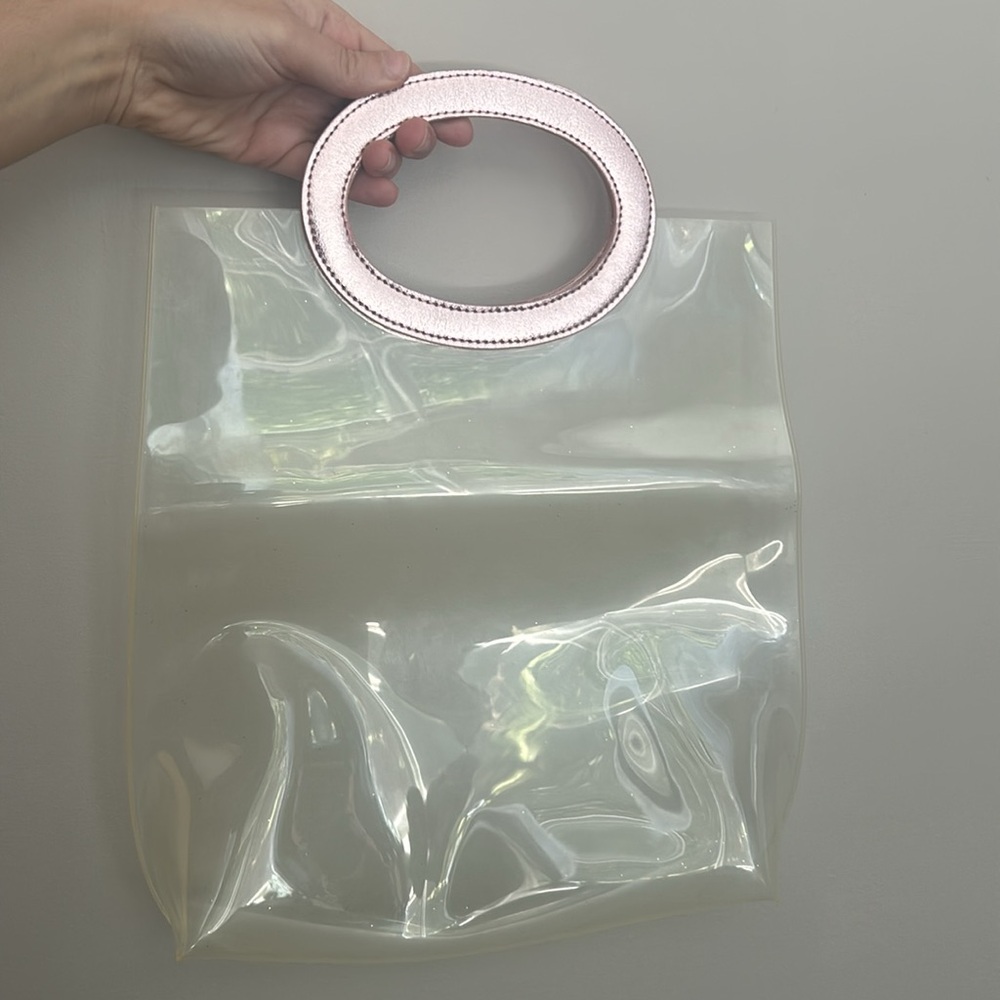 NWOT Clear Handbag w/ Pink Metallic handle